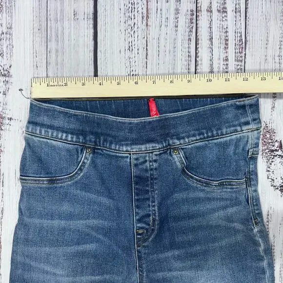 Spanx Flare Crop Jeggings S/P Black Stretch Y2K Raw Hem Pull-On Pants - Picture 2 of 7